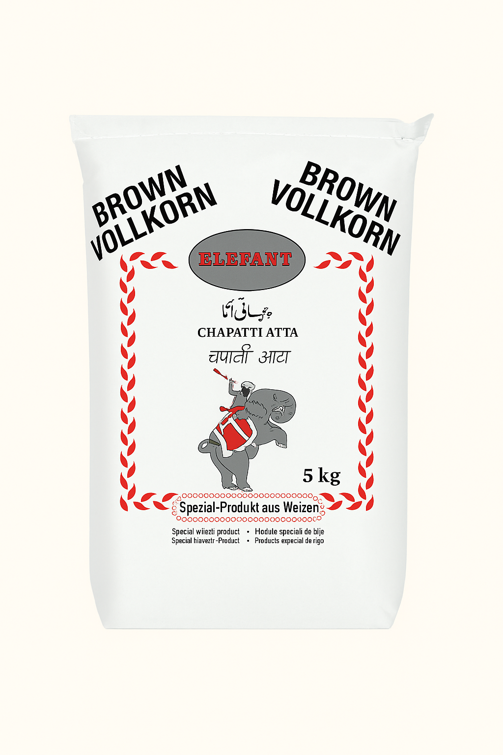 Elefant Brown Chapatti Atta – 5kg | Whole Grain Roti Flou