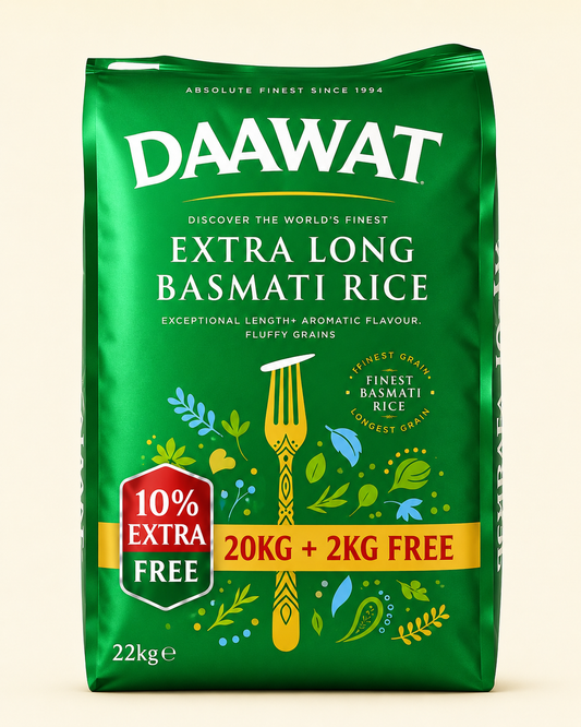 Daawat Extra Long Basmati Rice 20kg + 2kg free – Perfect for Biryani