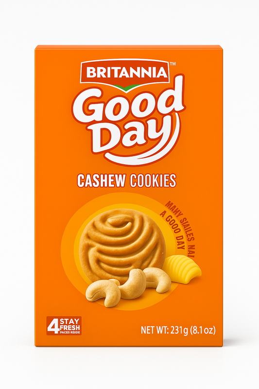 Britannia Good Day Cashew Cookies 216g – Crunchy Indian Biscuit with Kaju