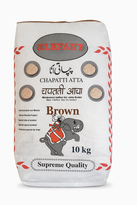 Elefant Whole Wheat Atta – 10kg | Brown Vollkorn Chapatti Flour