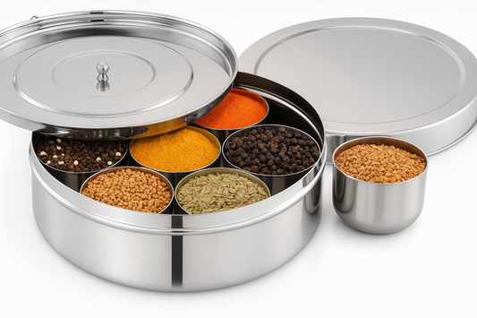 Masala Dabba Stainless Steel Spice Box – Buy Online Traditional Indian Masala Container for Kitchen Storage