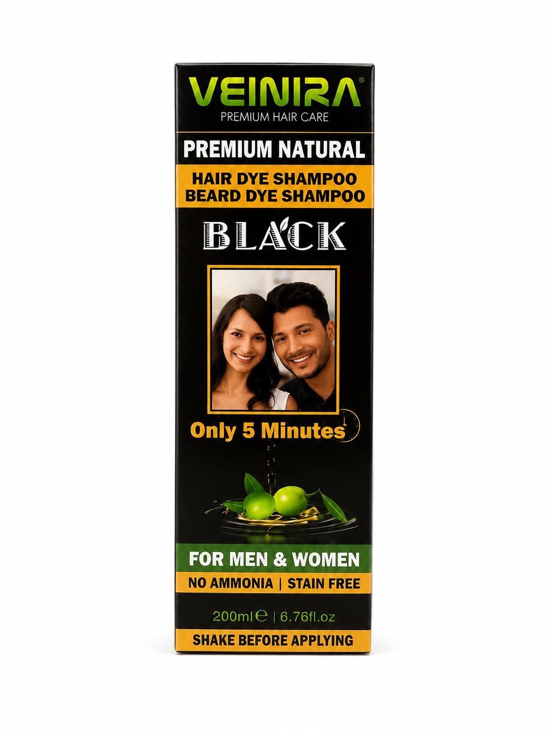 Veinira Black Hair Dye Shampoo 200ml