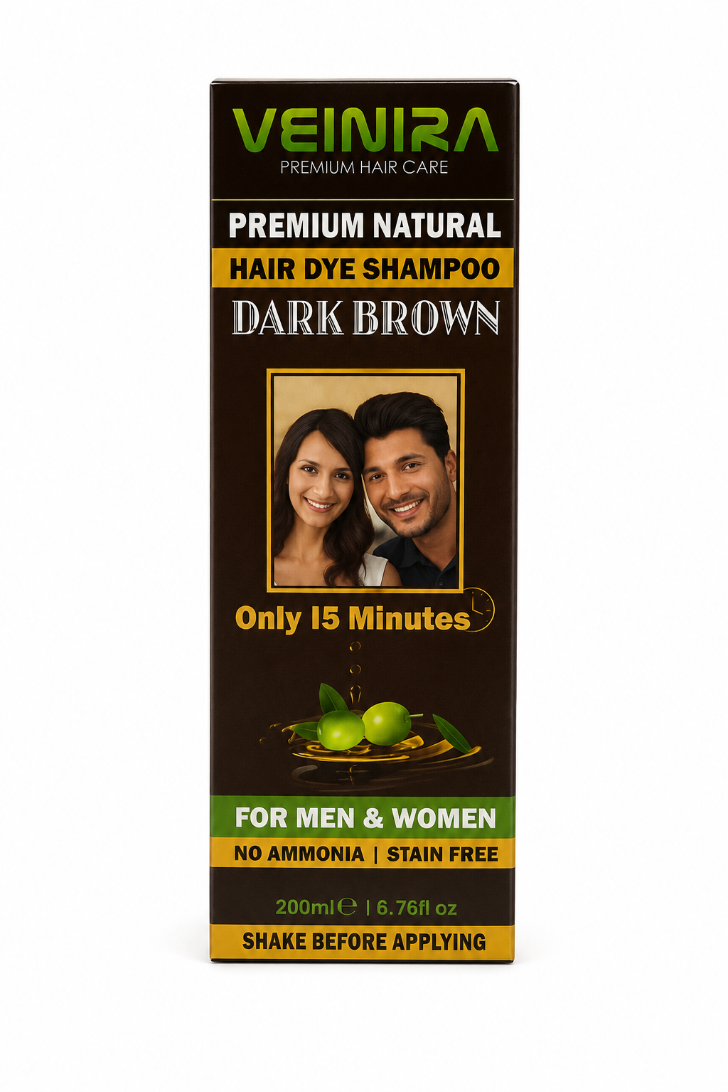 Veinira Dark Brown Hair Dye Shampoo 200ml