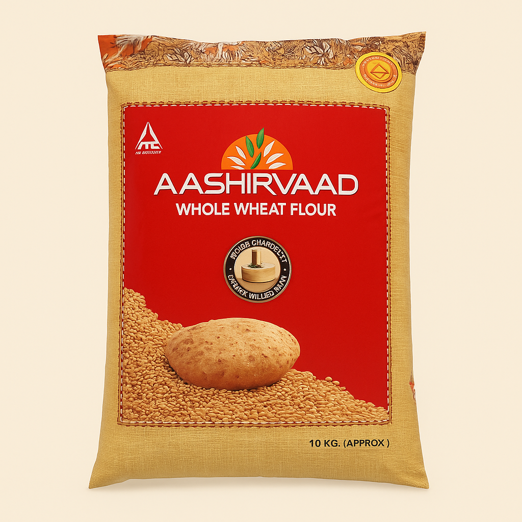 Aashirvaad Whole Wheat Atta 10 kg – Buy Online Premium Chakki Fresh Atta for Soft Rotis and Indian Bread
