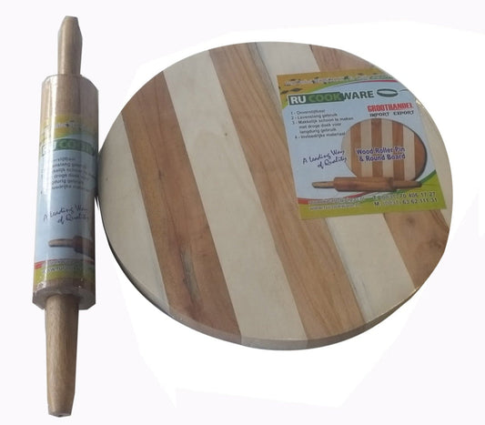 Belna & Chakla Set – Wooden Rolling Pin with Round Board for Roti/Chapati