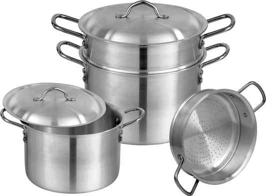 Aluminum Couscous Steamer Pot with Steaming Basket – Eco-Friendly & Multi-Purpose Cooking