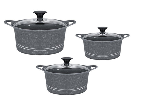 Ceramic Non-Stick Cookware Set – 3 Pots with Lids (20, 24, 28 cm) | PTFE & PFOA Free, Eco-Friendly
