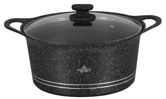 Glory Granite Non-Stick Cooking Pot with Glass Lid – PTFE & PFOA Free | Eco-Friendly & All Heat Source Compatible