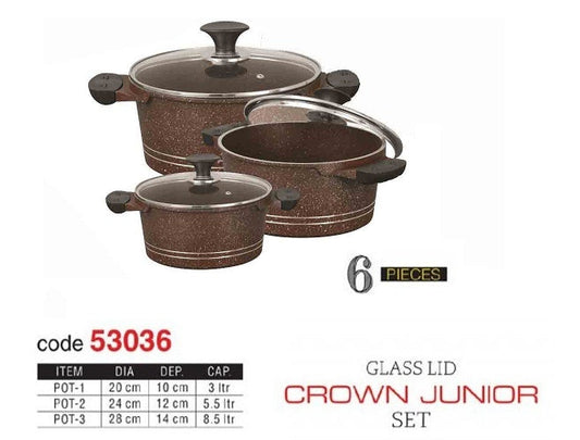 3-Piece Granite Coating Cookware Set with Lids – Eco-Friendly, Induction Compatible