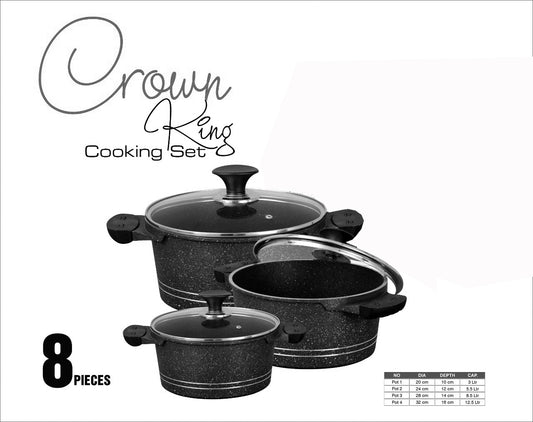 3-Piece Granite Cookware Set with Lids – Non-Stick, Induction Compatible & Eco-Friendly